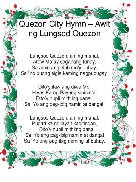 qcu hymn lyrics|Quezon City Hymn – Awit ng Lungsod Quezon lyrics .